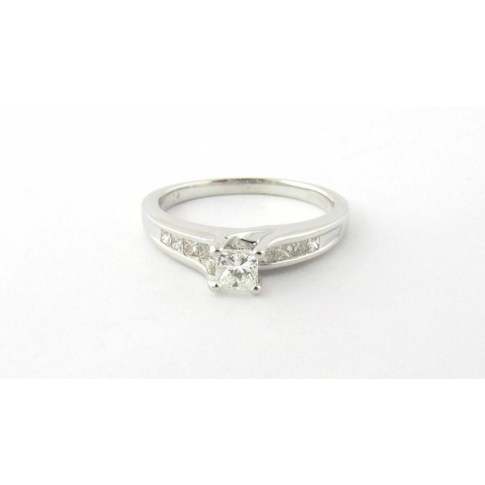 Princess Cut .32 Diamond 14K White Gold Ring .71ct total EGL Cert #7176